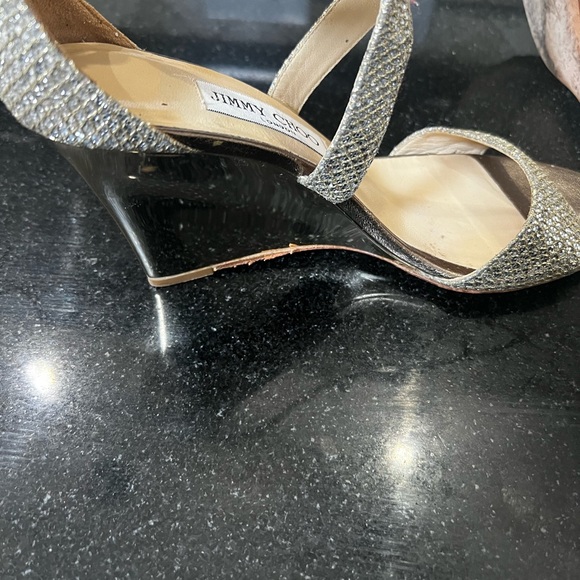 Jimmy Choo Fearne Glitter Criss Cross Wedge 37 - Picture 10 of 11